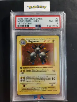 First Edition 1999 Pokemon Base Set 9/102 Magneton Holo PSA NM-MT 8 - Image 1
