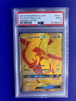 PSA 9 MINT Tapu Bulu GX Full Art #SV91 Pokemon Hidden Fates Shiny Vault - Image 1