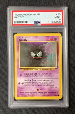Pokemon 1999 base set Gastly #50 Mint PSA 9 - Image 1