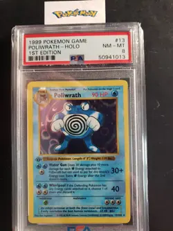 First Edition 1999 Pokemon Base Set 13/102 Poliwrath Holo PSA NM-MT 8 - Image 1