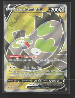 Pokemon 2020 Darkness Ablaze Galarian Stunfisk V #184/189 - Image 1