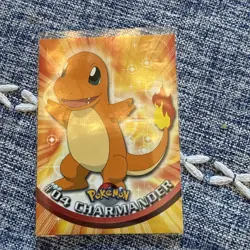 1999 Pokemon Topps Black Logo Charmander #04 Holo Foil TV Animation Series LP - Image 1