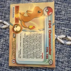 1999 Pokemon Topps Black Logo Charmander #04 Holo Foil TV Animation Series LP - Image 2