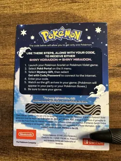 Shiny Koraidon or Shiny Miraidon Code Card - Image 2