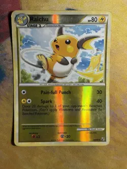 Raichu 33/90 Heart Gold Soul Silver Undaunted HGSS Reverse Holo Pokemon Card - Image 2