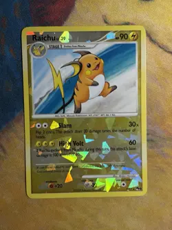 Raichu 3/17 Cracked Ice Reverse Holo POP Series 9 Pokemon Card 2009 LP - Image 2