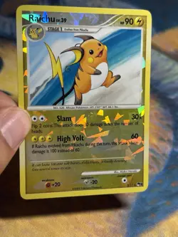 Raichu 3/17 Cracked Ice Reverse Holo POP Series 9 Pokemon Card 2009 LP - Image 3