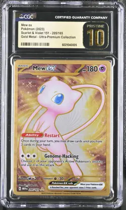 CGC 10 PRISTINE Mew Ex 205/165 Gold METAL 151 UPC PROMO Pokemon Card - Image 1
