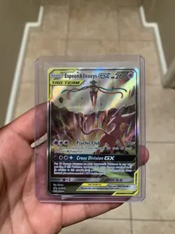 Pokemon TCG Espeon & Deoxys GX SM240 Black Star Promo Full Art Holo NM - Image 1