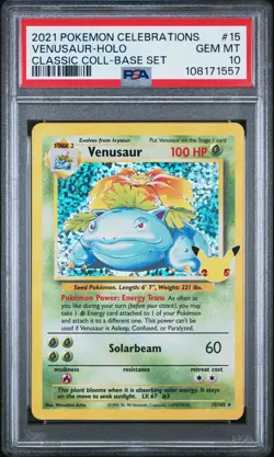 2021 POKEMON CELEBRATIONS CLASSIC COLL #15 VENUSAUR-HOLO PSA 10 - Image 1