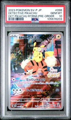 2023 POKEMON JAPANESE SV-P PROMO #098 DETECTIVE PIKACHU PSA 10 - Image 1