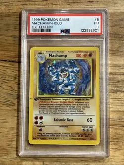 GRADED PSA 1 1999 Pokemon Game Machamp- Holo 1st Edition #8 - Image 1