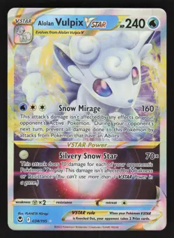 Alolan Vulpix VSTAR 034/195 Ultra Rare Pokemon SWSH12: Silver Tempest - Image 1