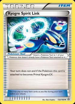 Pokemon Kyogre Spirit Link (132/175) Primal Clash LP REVERSE HOLO - Image 1