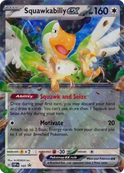 Pokemon Squawkabilly ex (SVP160/236) Scarlet & Violet Black Star Promos LP HOLO - Image 1