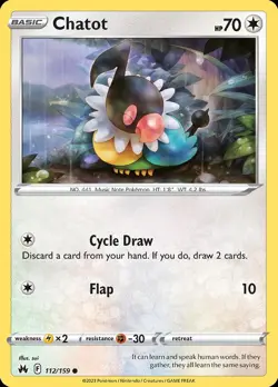 Pokemon Chatot (112/171) Crown Zenith LP REVERSE HOLO - Image 1