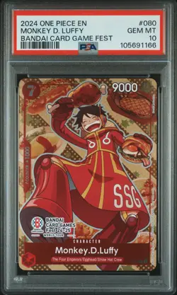 2024 ONE PIECE PROMOS BANDAI CARD GAME FEST #080 MONKEY D. LUFFY PSA 10 - Image 1