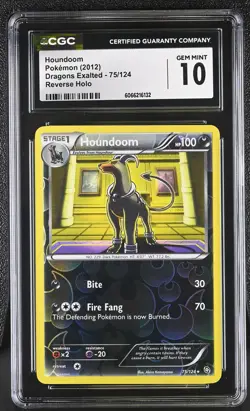 CGC 10 GEM MINT Houndoom 2012 Dragons Exalted 75/124 Reverse Holo Pokemon Card - Image 1