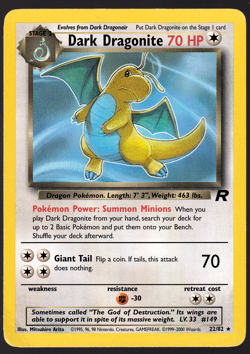 Dark Dragonite 22/82 Team Rocket 2000 Pokemon Card MP - Image 1