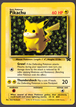 Ivy Pikachu 1 Black Star Promo 1999 Pokemon TCG Card LP - Image 1