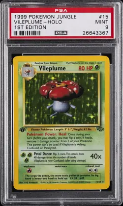 1999 POKEMON JUNGLE 1ST ED #15 VILEPLUME-HOLO PSA 9 - Image 1