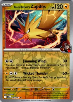 Team Rocket's Zapdos Reverse Holo Rare SV10: Destined Rivals 070/182 NM Pokemon - Image 1