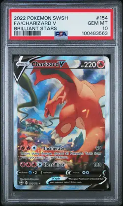 2022 POKEMON SWORD & SHIELD BRILLIANT STARS #154 FULL ART/CHARIZARD V PSA 10 - Image 1