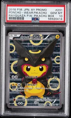 2016 POKEMON JPN XY PROMO #231 PONCHO-WEARING PIKACHU PSA 10 - Image 1
