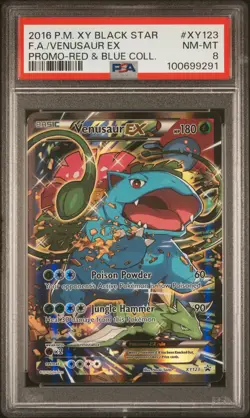 2016 POKEMON XY BLACK STAR PROMO RED & BLUE COLL FULL ART/VENUSAUR EX PSA 8 - Image 1