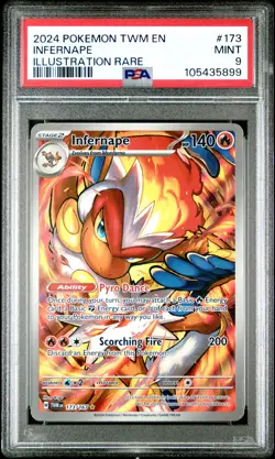 2024 POKEMON TWM EN-TWILIGHT MASQUERADE ILLUSTRATION RARE #173 INFERNAPE PSA 9 - Image 1