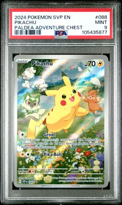 2024 POKEMON SVP EN-SV BLACK STAR PROMO PALDEA ADVENTURE CHEST PIKACHU PSA 9 - Image 1