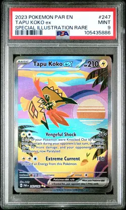 2023 POKEMON PAR EN-PARADOX RIFT SPECIAL ILLUSTRATION RARE TAPU KOKO EX PSA 9 - Image 1