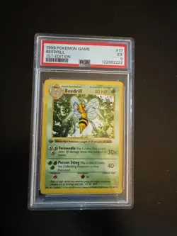 1999 Pokemon Game Base set 1st Edition English #17 PSA 5 Beedrill - Image 1