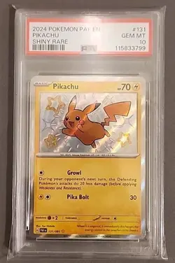 Pikachu Shiny Rare 131/091 Paldean Fates Pokemon 2024 PSA 10 Gem Mint - Image 1