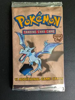 Pokemon Fossil Unlimited Booster Pack 1999 Vintage WOTC Aerodactyl Art SEALED 742818060714 - Image 1
