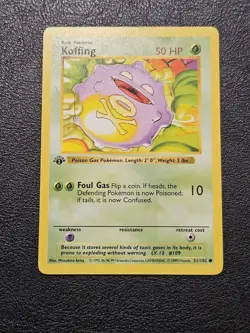 Pokemon TCG Koffing 1st Edition Shadowless Base Set 51/102 - Image 1