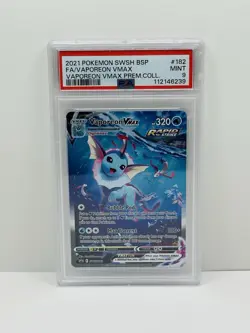 🔥2021 POKEMON SWSH BLACK STAR PROMO #182 FULL ART/VAPOREON VMAX PSA 9! Mint!🔥 - Image 1