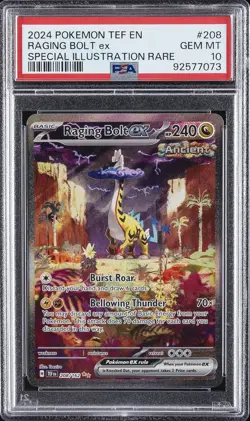 2024 POKEMON TEF EN-TEMPORAL FORCES #208 RAGING BOLT EX PSA 10 - Image 1