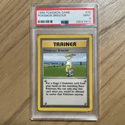 Pokemon TCG 1999 Base Set Pokemon Breeder Trainer #76 PSA 9 Mint Slab Vintage - Image 1