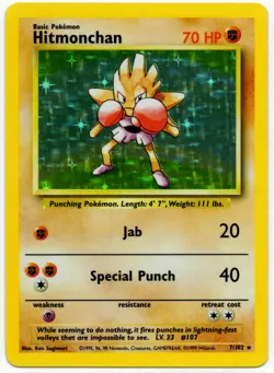 Pokemon - Base Set Hitmonchan Holo Rare 7/102 NM - Image 1