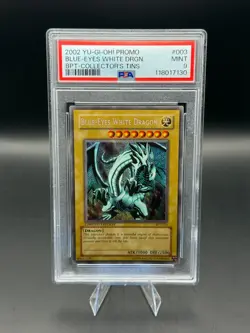 2002 YU-GI-OH! PROMO BPT-COLLECTOR'S TINS 003 BLUE-EYES WHITE DRAGON PSA 9 - Image 1