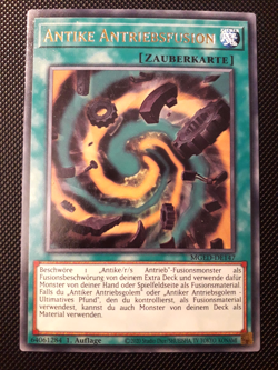 Yu-Gi-Oh! Antike Antriebsfusion, MGED-DE147, Rare, 1. Auflage, Deutsch, NM - Image 1