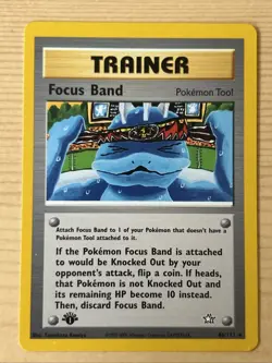 Pokemon Cards: Neo Genesis 1st Edition Rare: Focus Band 86/111 - Image 1
