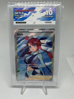 Pokemon TCG Skyla Shining Fates Holo Ultra Rare Full Art Card 072/072 ACE 10 - Image 1