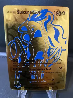 Suicune Gx 2024 Fan Art Custom Gold Card Display Hp 1080 Pokemon - Image 1