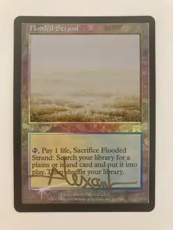 MTG Flooded Strand, FOIL, Signed, Onslaught, NM+, Magic the Gathering 2002 - Image 1