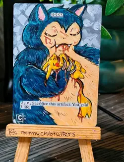 food tokenX1 Altered Art Hand Painted MTG Magic Gathering pokemon Snorlax horror - Image 2