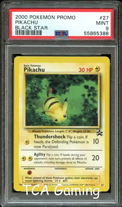 PSA 9 MINT Pikachu # 27 "BumbleBee" WOTC Black Star Promo Pokemon Card - Image 1