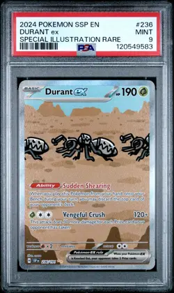 2024 Pokemon SSP EN Surging Sparks Durant EX #236 Special Illustr. Rare PSA 9 - Image 1