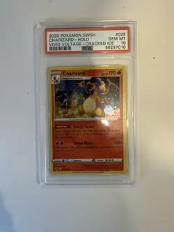 2020 POKEMON SWORD & SHIELD VIVID VOLTAGE CRACKED ICE #025 CHARIZARD HOLO PSA 10 - Image 1